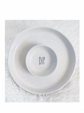 NEW Rae Dunn Ceramic Chip & Dip Serving Dish Plate 10” Diameter Platter